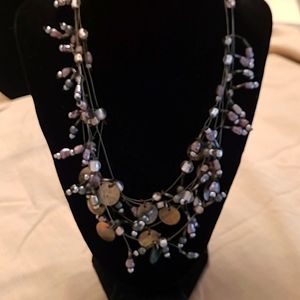 Metal and Silver Necklace with Silver Beads